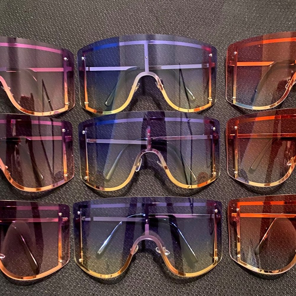 Blue/Yellow Oversized Frameless Sunglasses